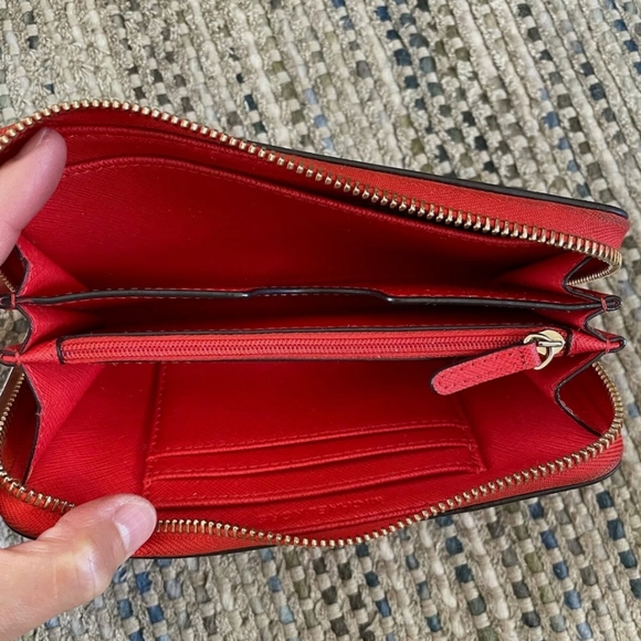 Michael Kors Leather Red/ Tan Wristlet - Picture 4 of 7